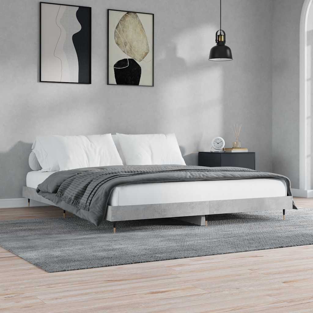 Okvir kreveta siva boja betona 120x200 cm od konstruiranog drva