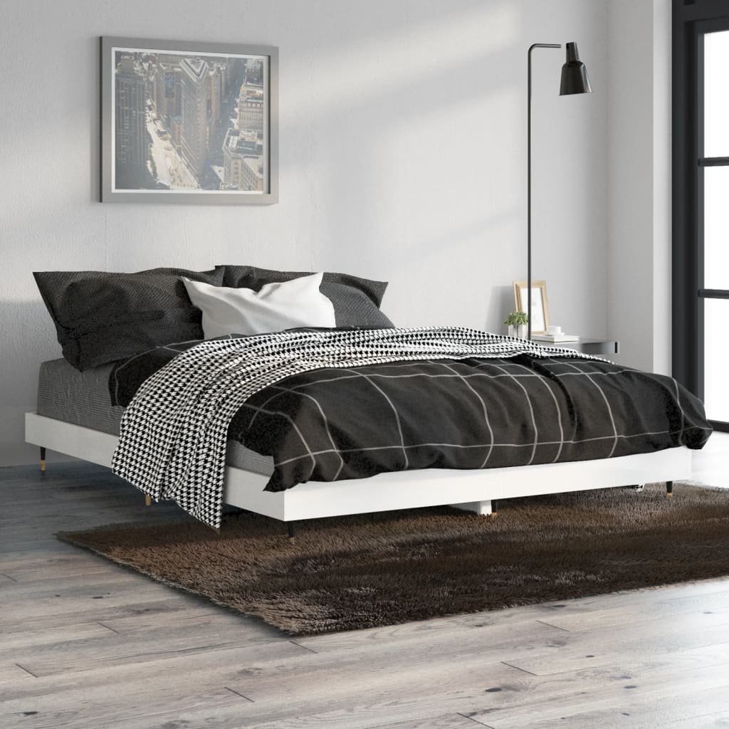 Okvir za krevet visoki sjaj bijeli 140x190 cm konstruirano drvo