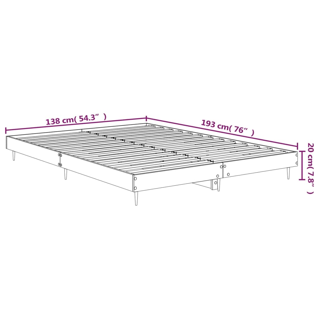 Okvir za krevet bijeli 135x190 cm konstruirano drvo