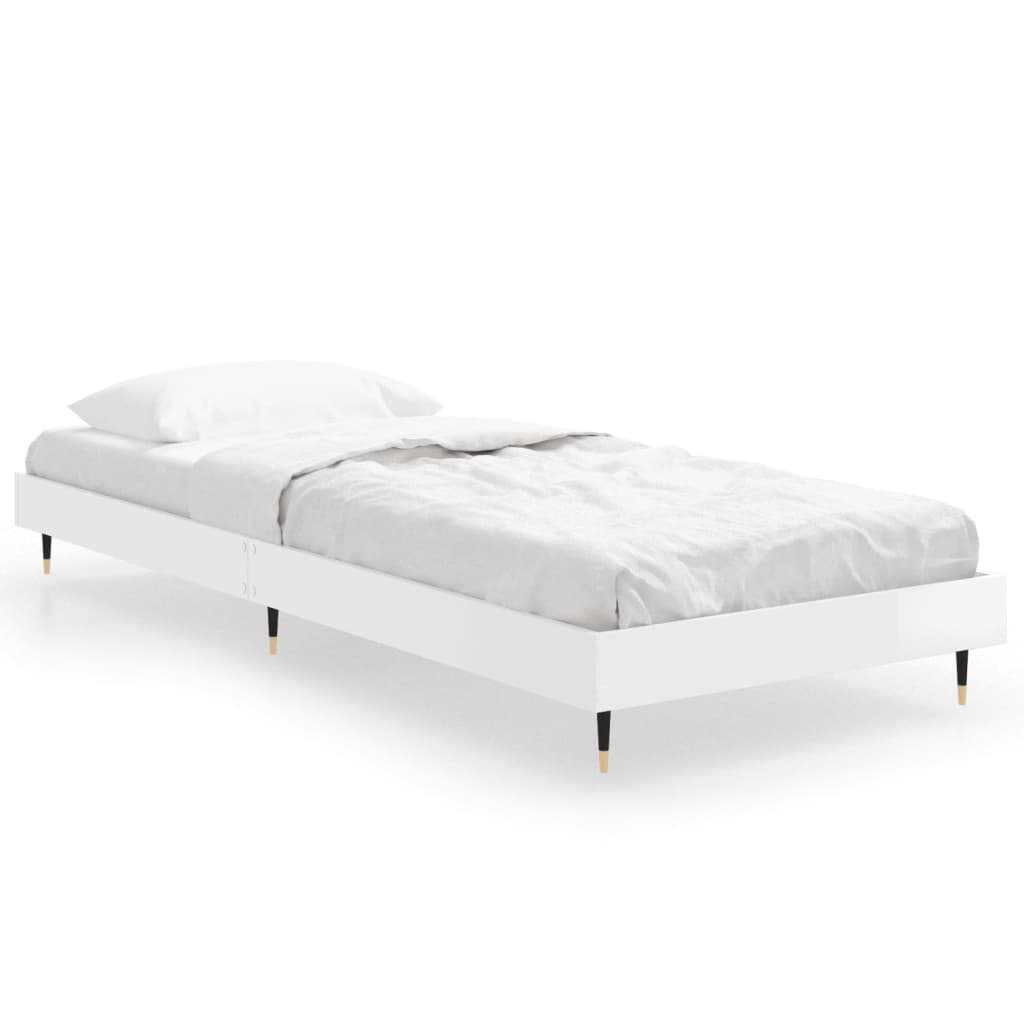 Okvir za krevet visoki sjaj bijeli 75x190 cm konstruirano drvo