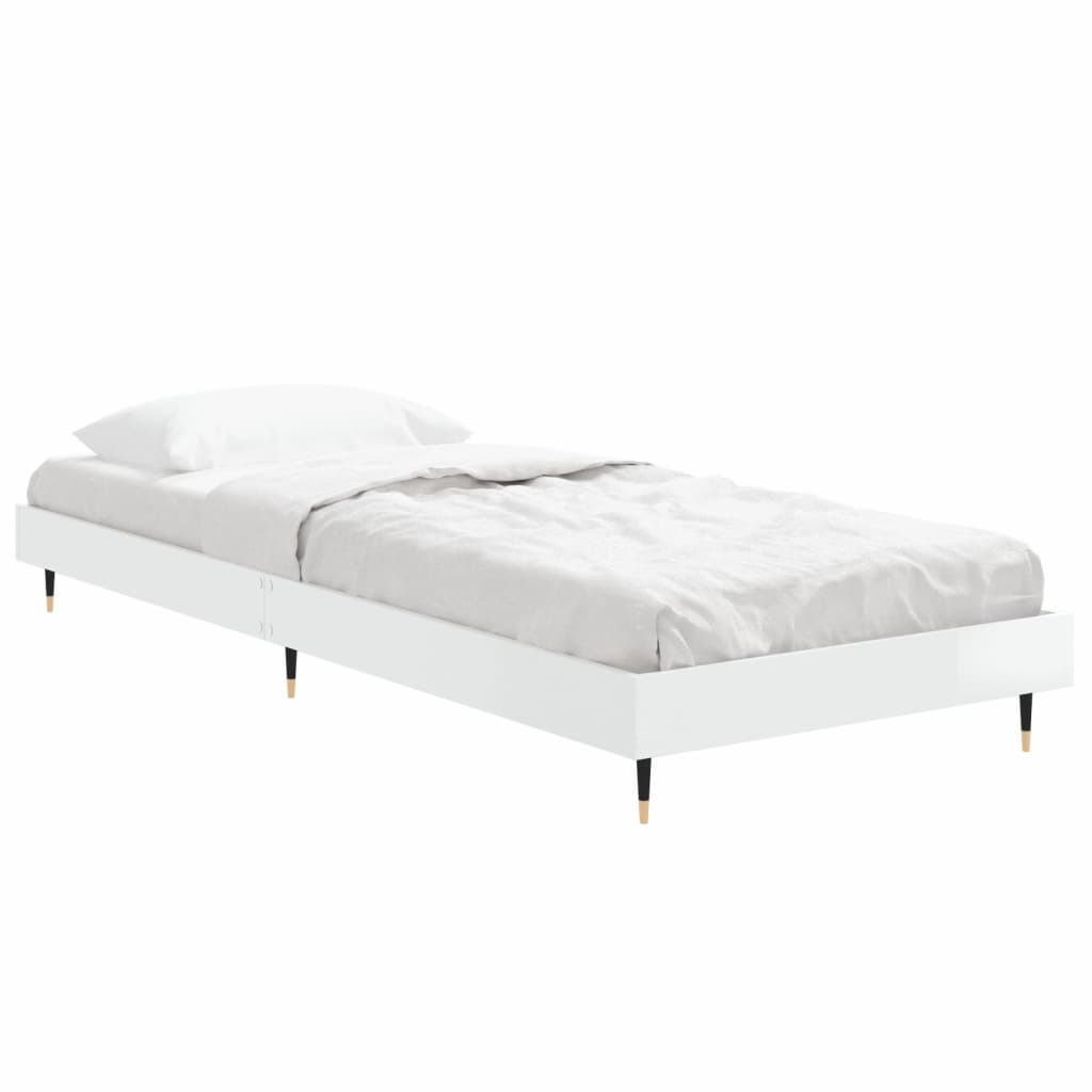 Okvir za krevet visoki sjaj bijeli 75x190 cm konstruirano drvo
