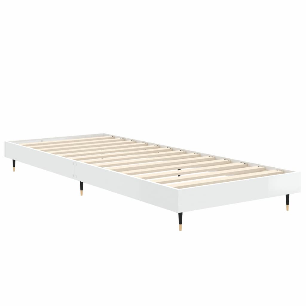 Okvir za krevet visoki sjaj bijeli 75x190 cm konstruirano drvo