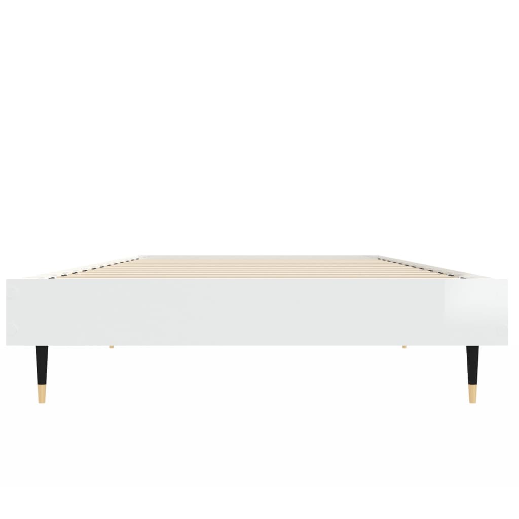 Okvir za krevet visoki sjaj bijeli 75x190 cm konstruirano drvo