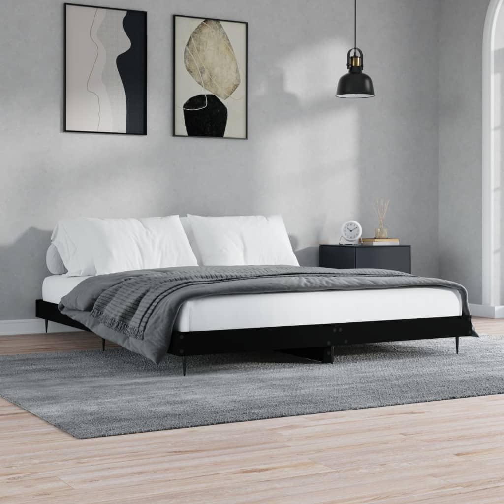 Okvir kreveta bez madraca crni 180x200 cm konstruiranog drva