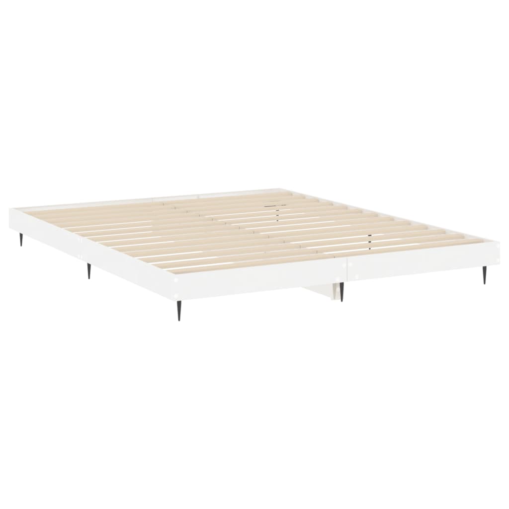 Okvir za krevet visoki sjaj bijeli 150x200 cm konstruirano drvo
