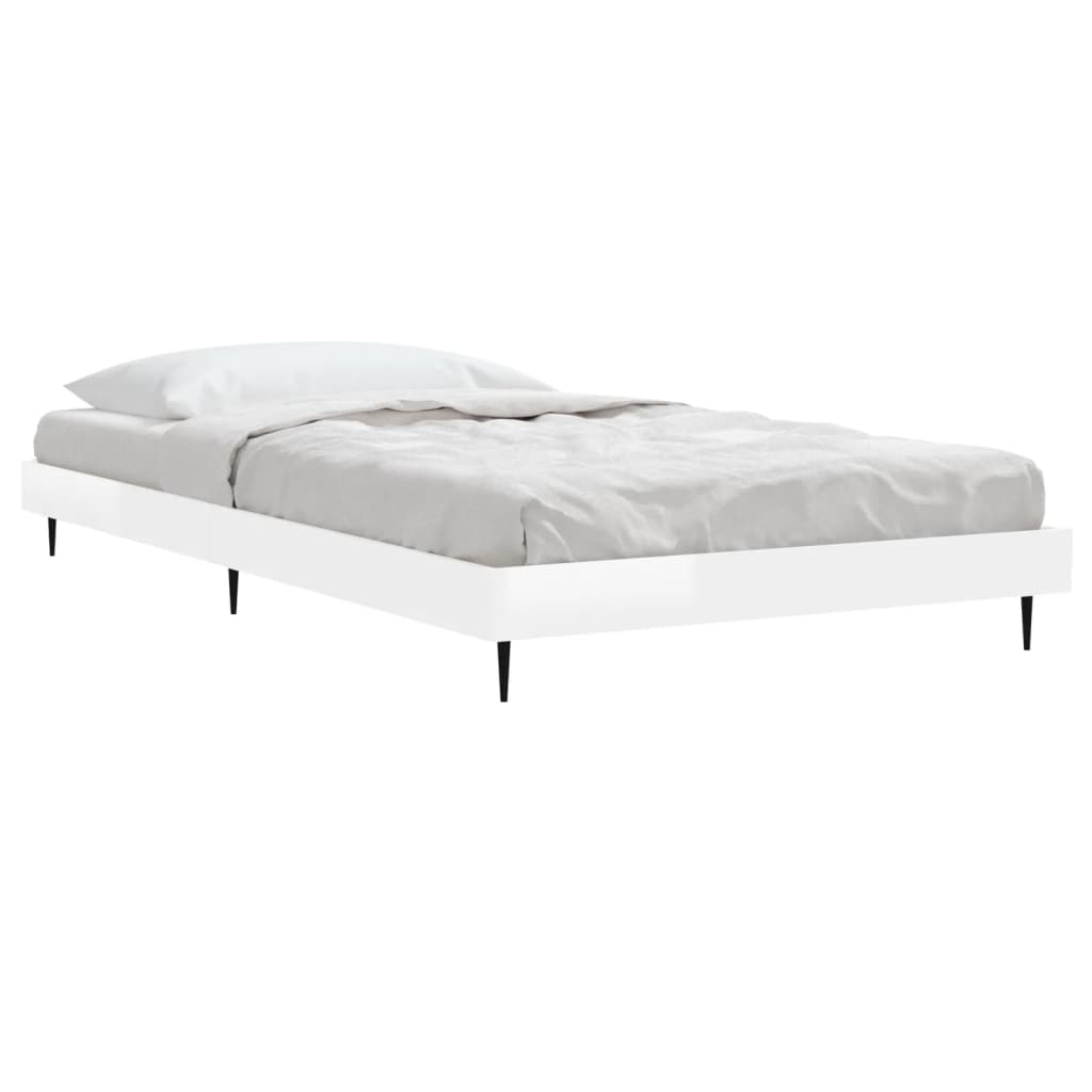 Okvir za krevet visoki sjaj bijeli 90x200 cm konstruirano drvo