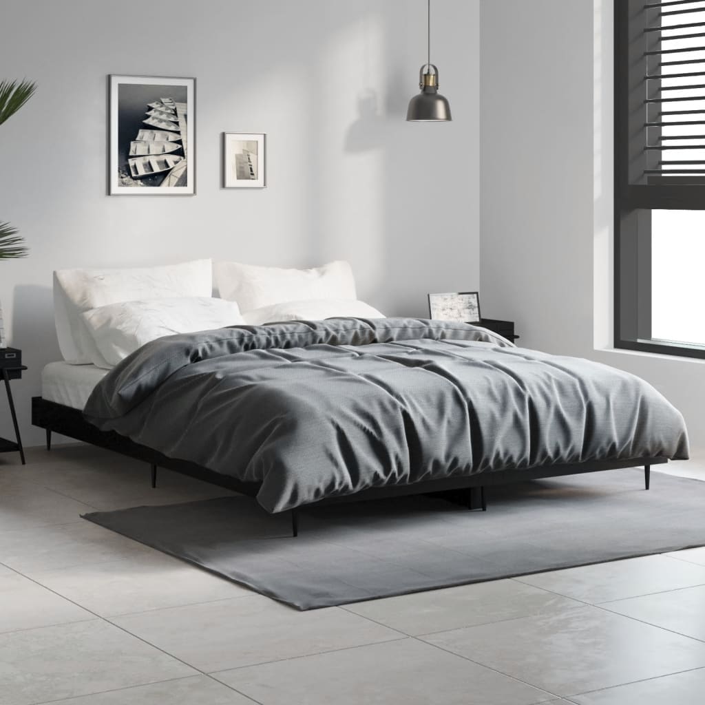 Okvir za krevet crni 140x190 cm konstruirano drvo