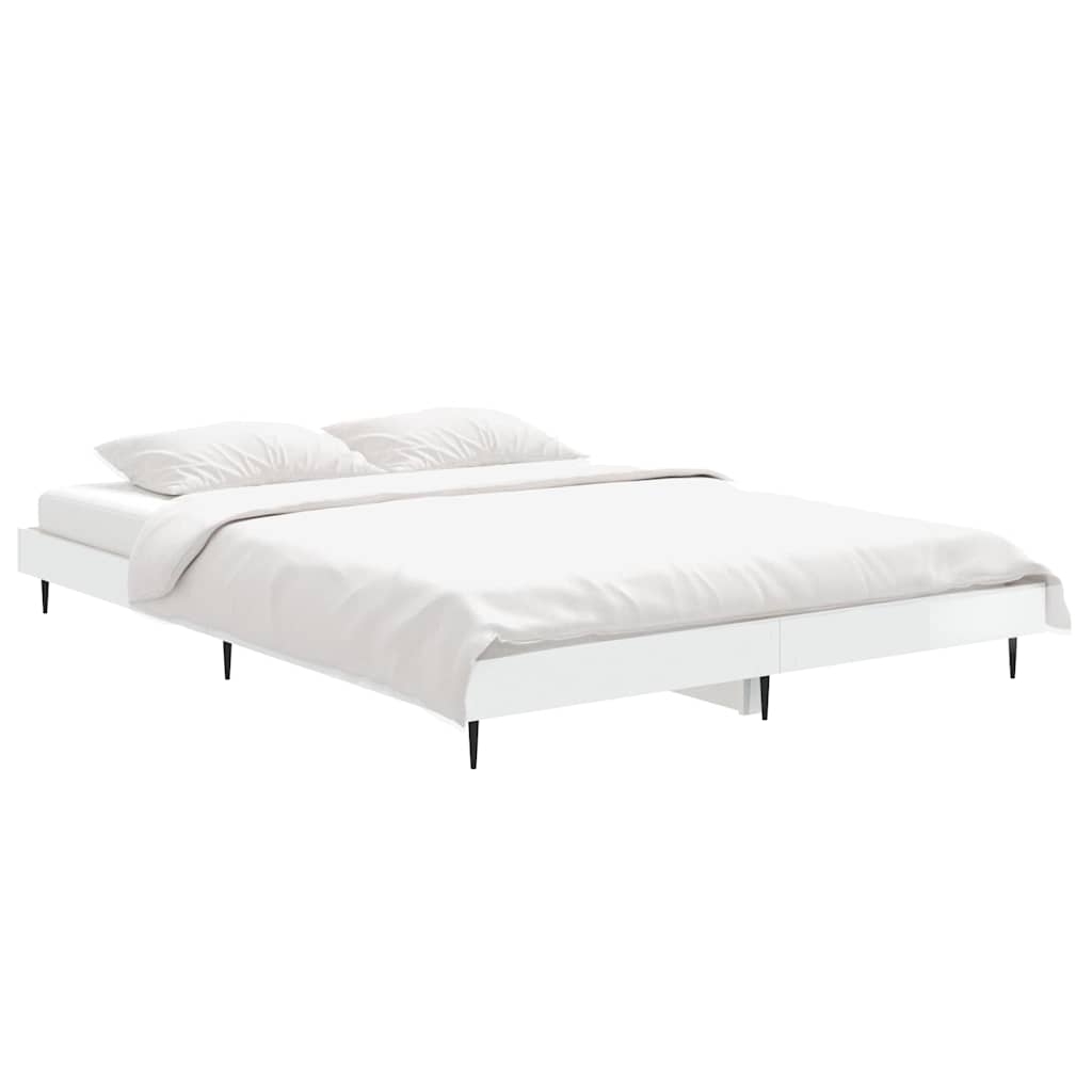 Okvir za krevet visoki sjaj bijeli 140x190 cm konstruirano drvo
