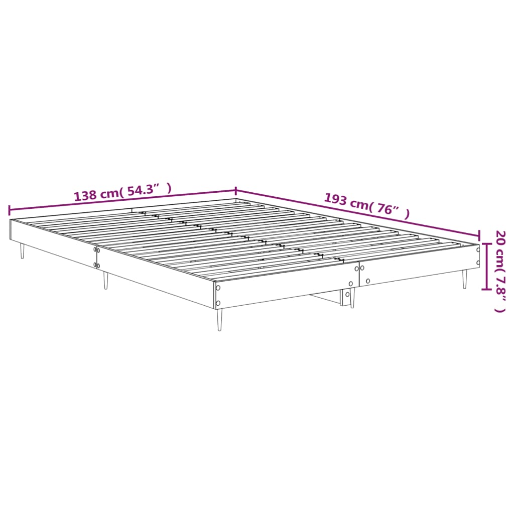 Okvir za krevet bijeli 135x190 cm konstruirano drvo