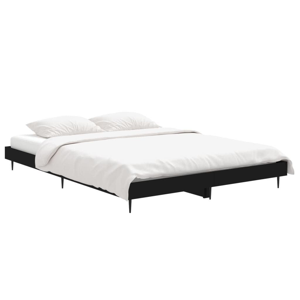Okvir za krevet crni 135x190 cmkonstruirano drvo