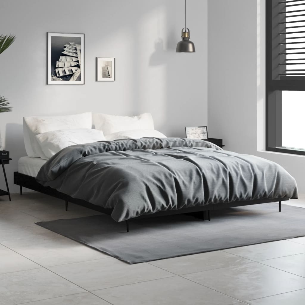 Okvir za krevet crni 135x190 cmkonstruirano drvo