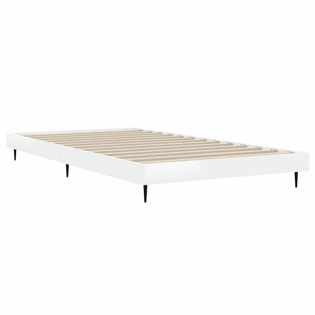 Okvir za krevet visoki sjaj bijeli 90x190 cm konstruirano drvo