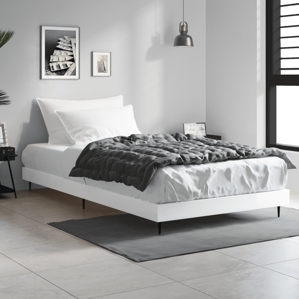 Okvir za krevet visoki sjaj bijeli 90x190 cm konstruirano drvo