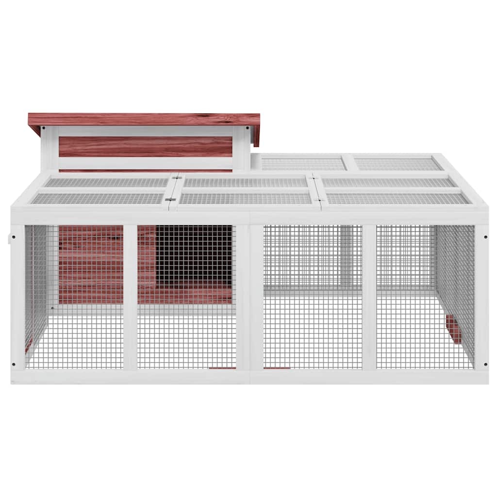 Kavez za zečeve boja kave 144 x 123 x 67,5 cm masivna borovina