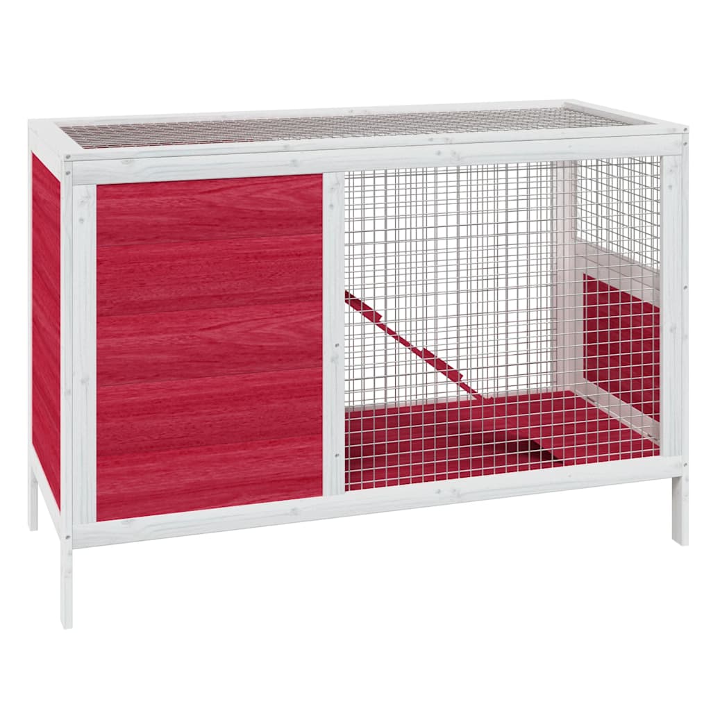 Kavez za zečeve crveni 103 x 44 x 69,5 cm od masivne borovine
