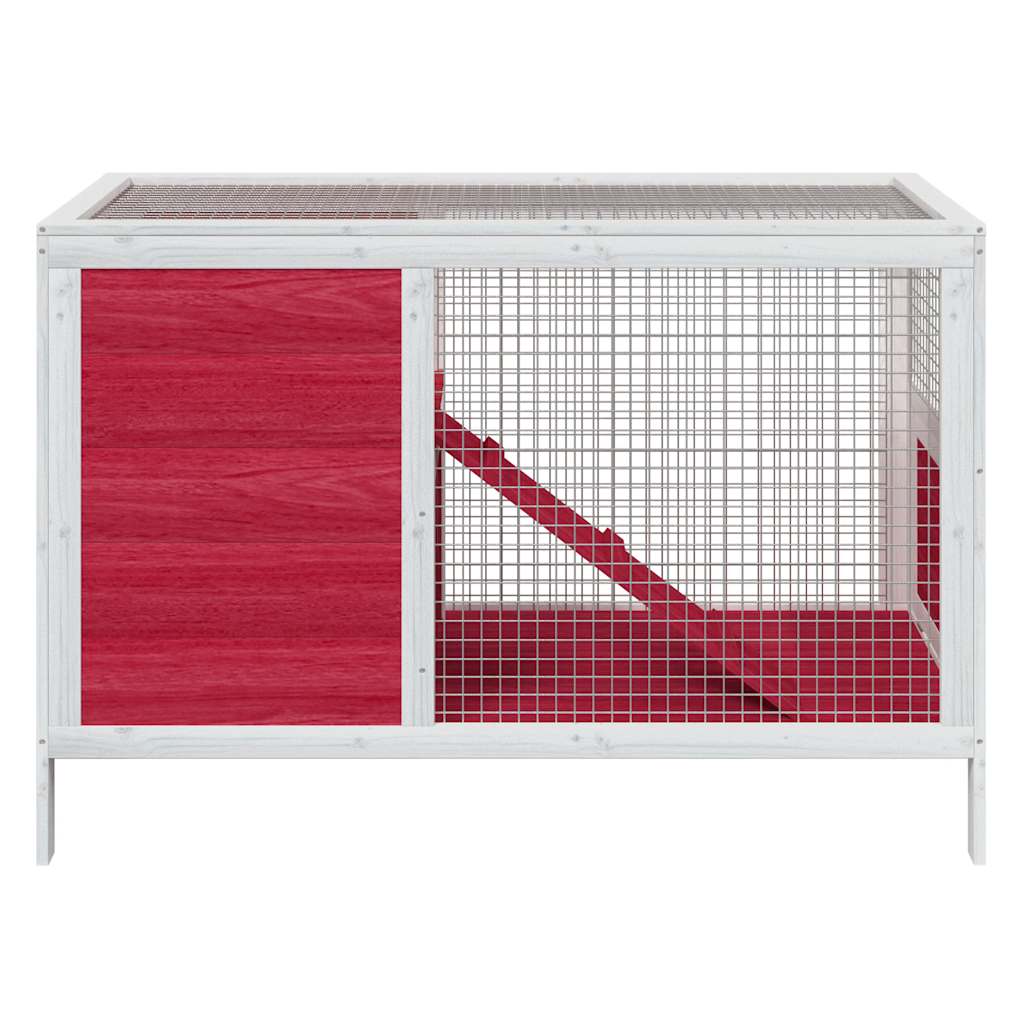 Kavez za zečeve crveni 103 x 44 x 69,5 cm od masivne borovine