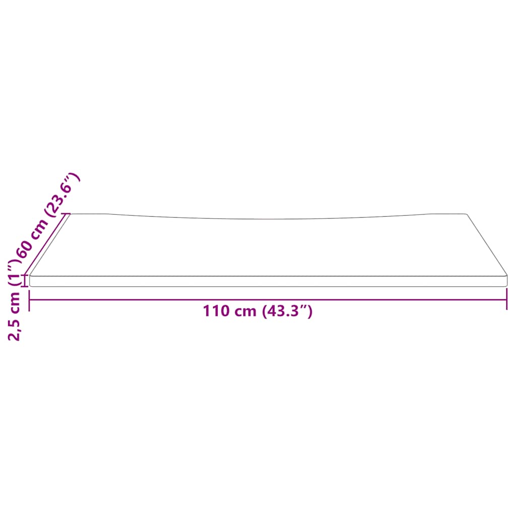 Ploča za radni stol bijela 110x60x2,5 cm od masivne borovine