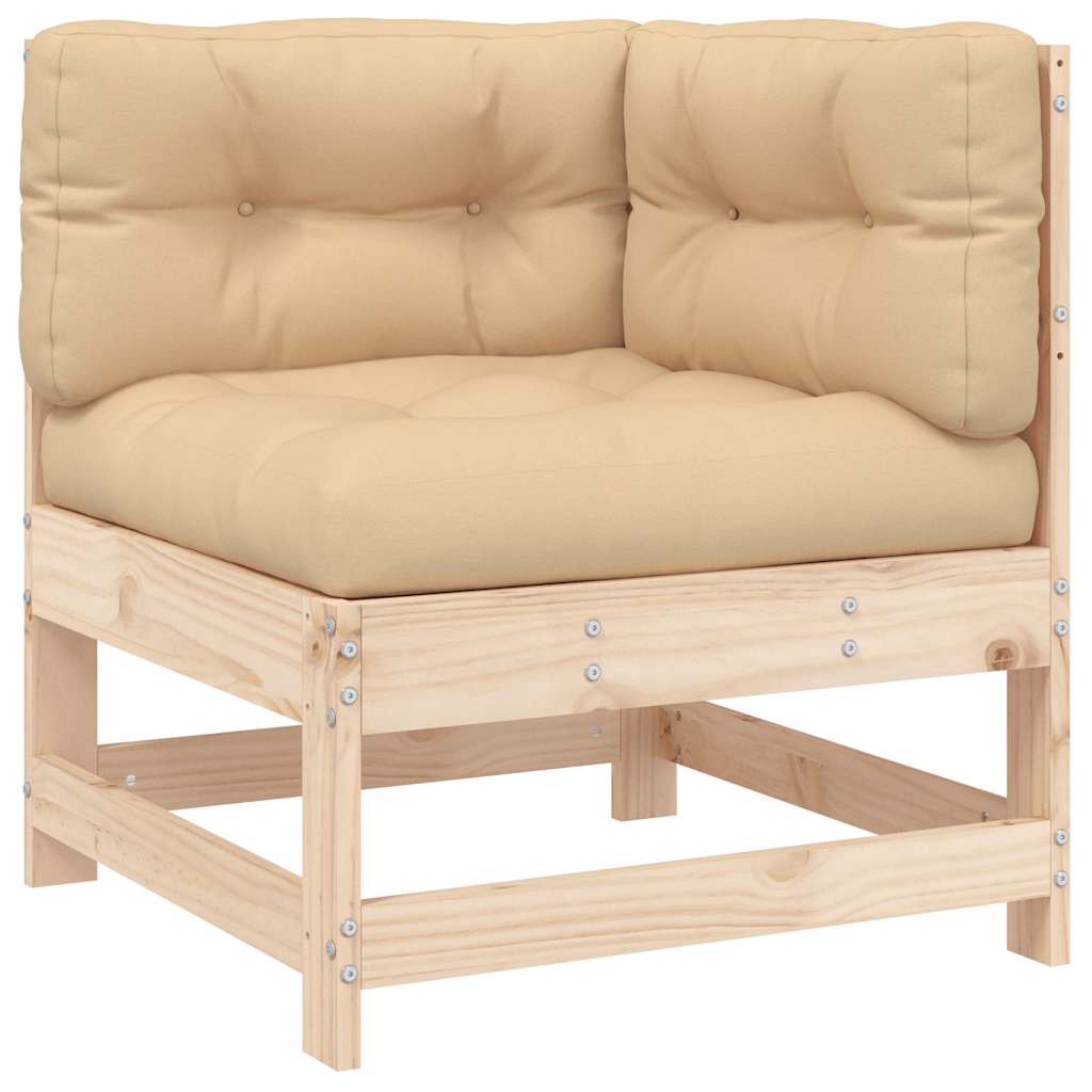 Kutna sofa od masivne borovine s jastucima