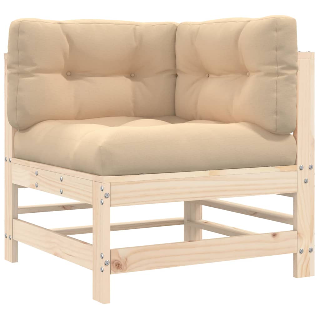 Kutna sofa od masivne borovine s jastucima