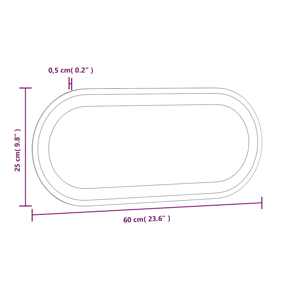 LED kupaonsko ogledalo 60x25 cm ovalno
