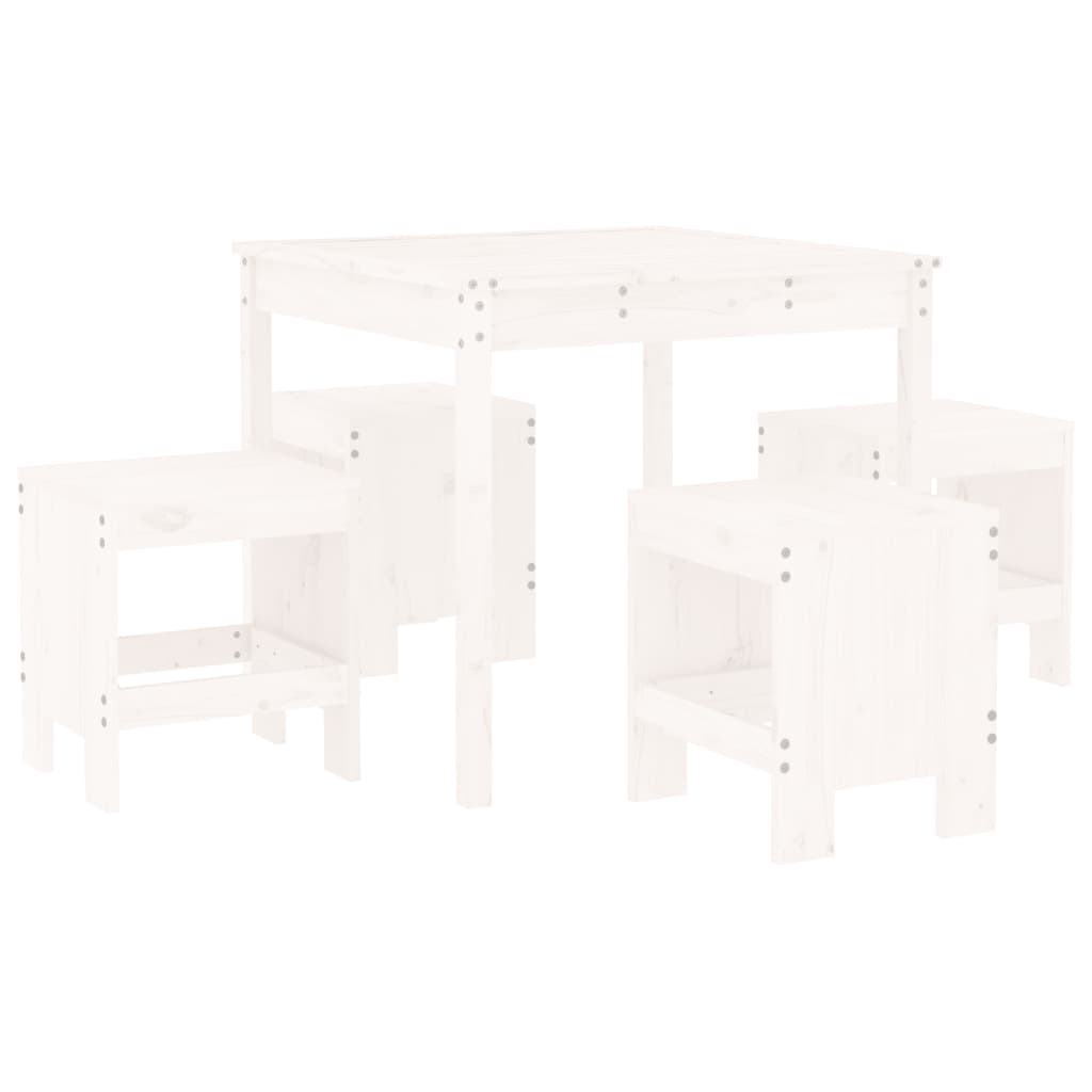 5-dijelni vrtni blagovaonski set bijeli od masivne borovine