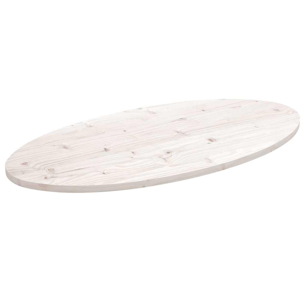 Ploča za stol bijela 90x45x2,5 cm od masivne borovine ovalna