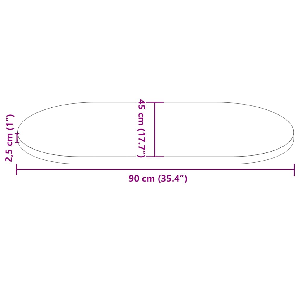 Ploča za stol bijela 90x45x2,5 cm od masivne borovine ovalna