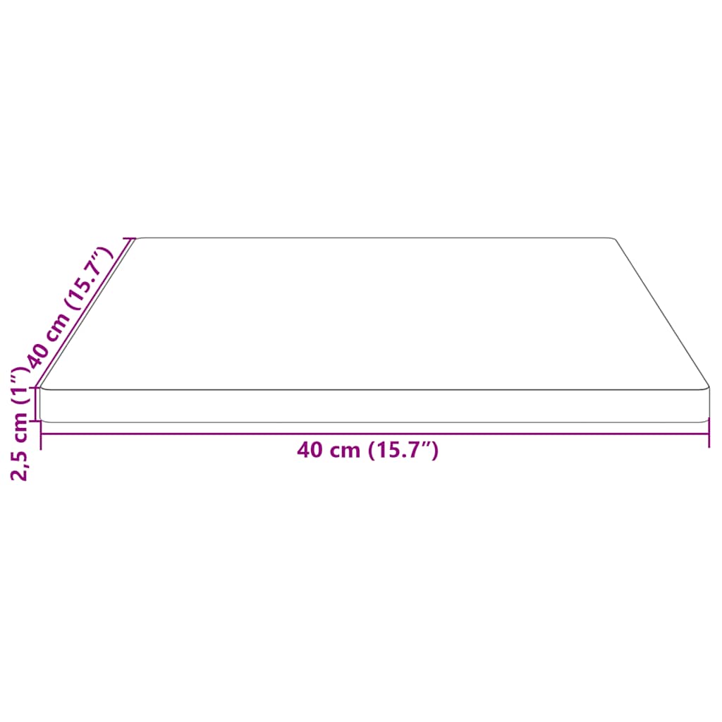 Ploča za stol bijela 40x40x2,5 cm masivna borovina četvrtasta