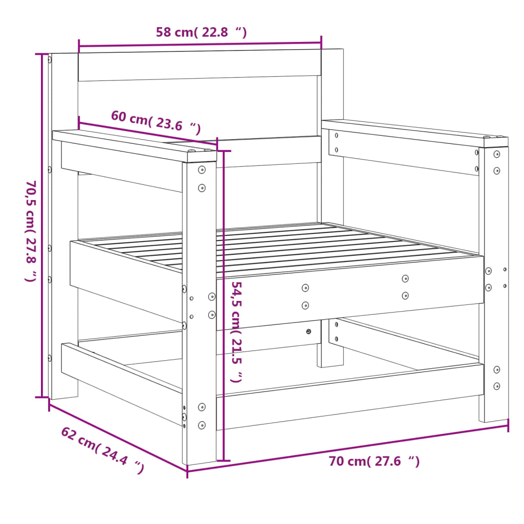 Vrtne stolice 2 kom bijele od masivne borovine