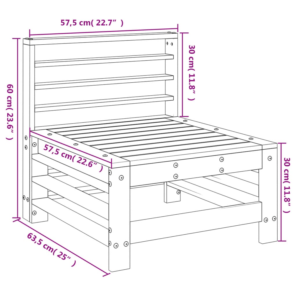 Srednja vrtna sofa od impregnirane borovine