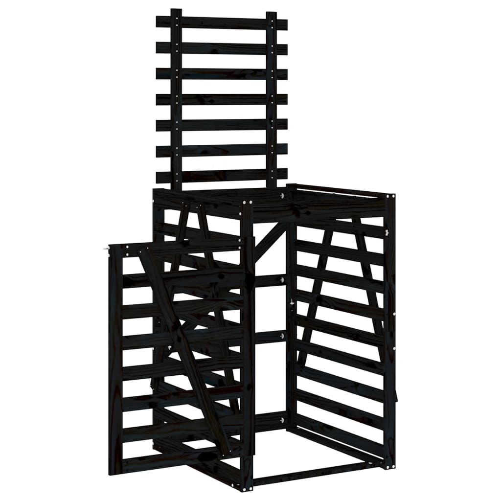 Spremište za kantu za smeće crno 84x90x128,5 cm od borovine