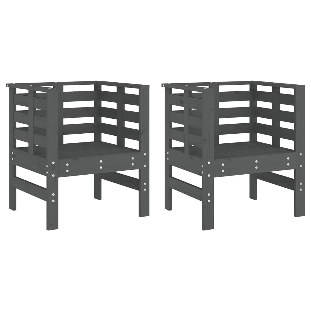 Vrtne stolice 2 kom sive 61,5 x 53 x 71 cm od masivne borovine