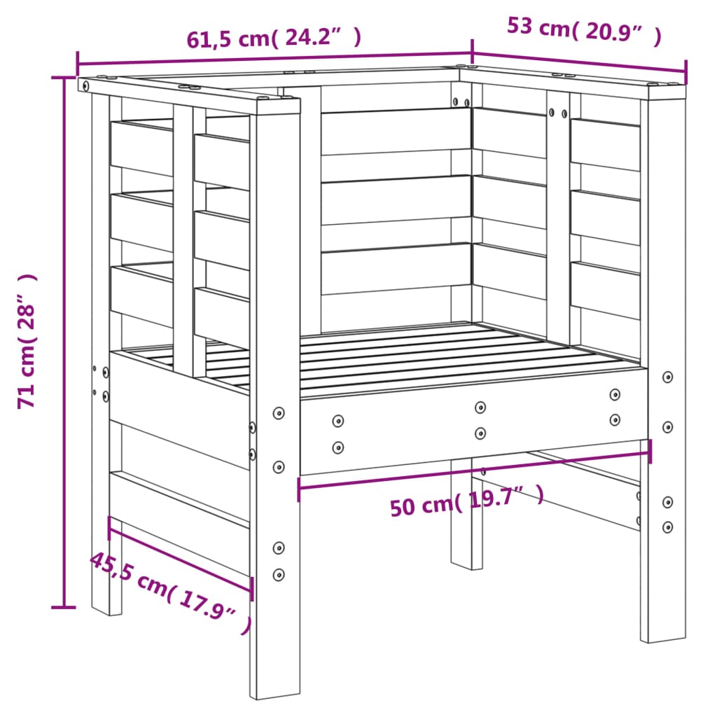 3-dijelna vrtna garnitura od masivne borovine smeđa boja meda