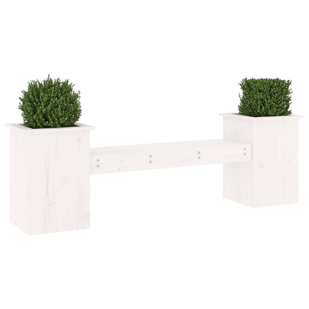 Klupa sa sadilicama bijela 184,5x39,5x56,5 cm masivna borovina