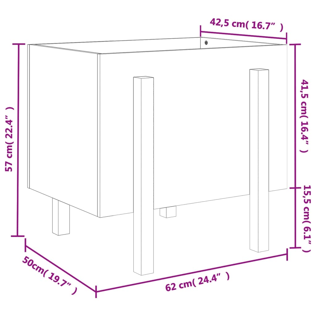 Vrtna sadilica bijela 62 x 50 x 57 cm od masivne borovine