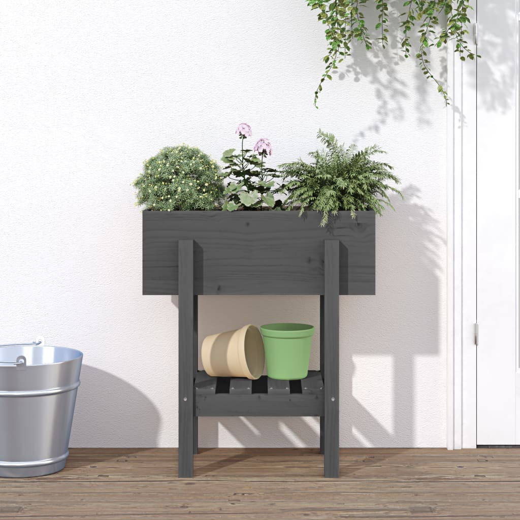 Vrtna sadilica siva 62 x 30 x 69 cm od masivne borovine