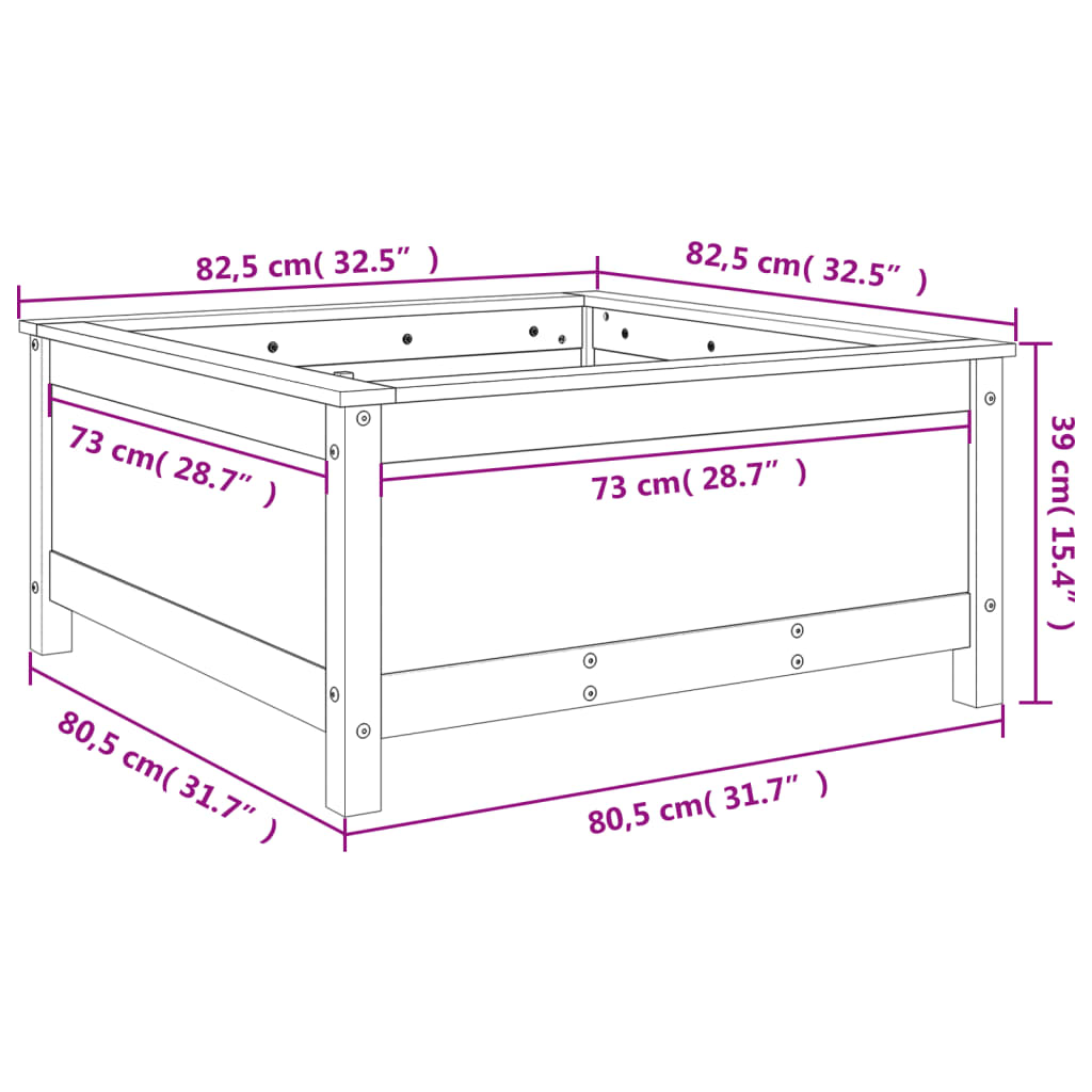 Vrtna sadilica siva 82,5 x 82,5 x 39 cm od masivne borovine