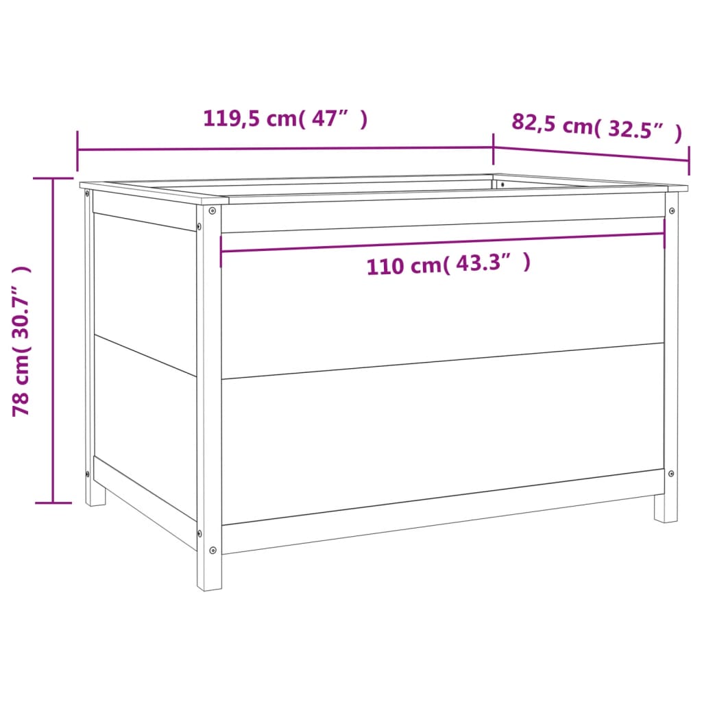 Povišena vrtna gredica boja meda 119,5x82,5x78 cm od borovine