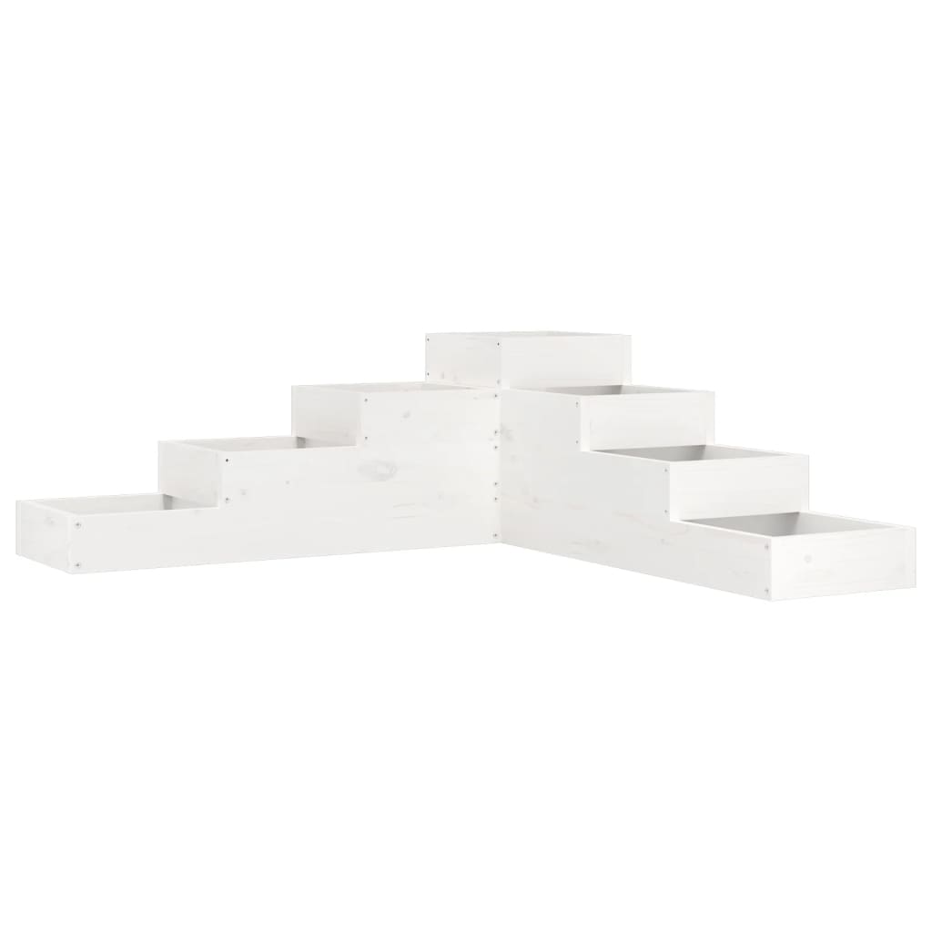 Vrtna sadilica s 4 razine 106x104,5x36 cm bijela od borovine