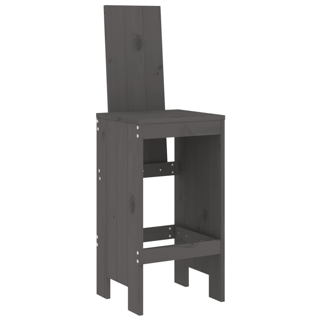 Barski stolci 2 kom sivi 40 x 42 x 120 cm od masivne borovine