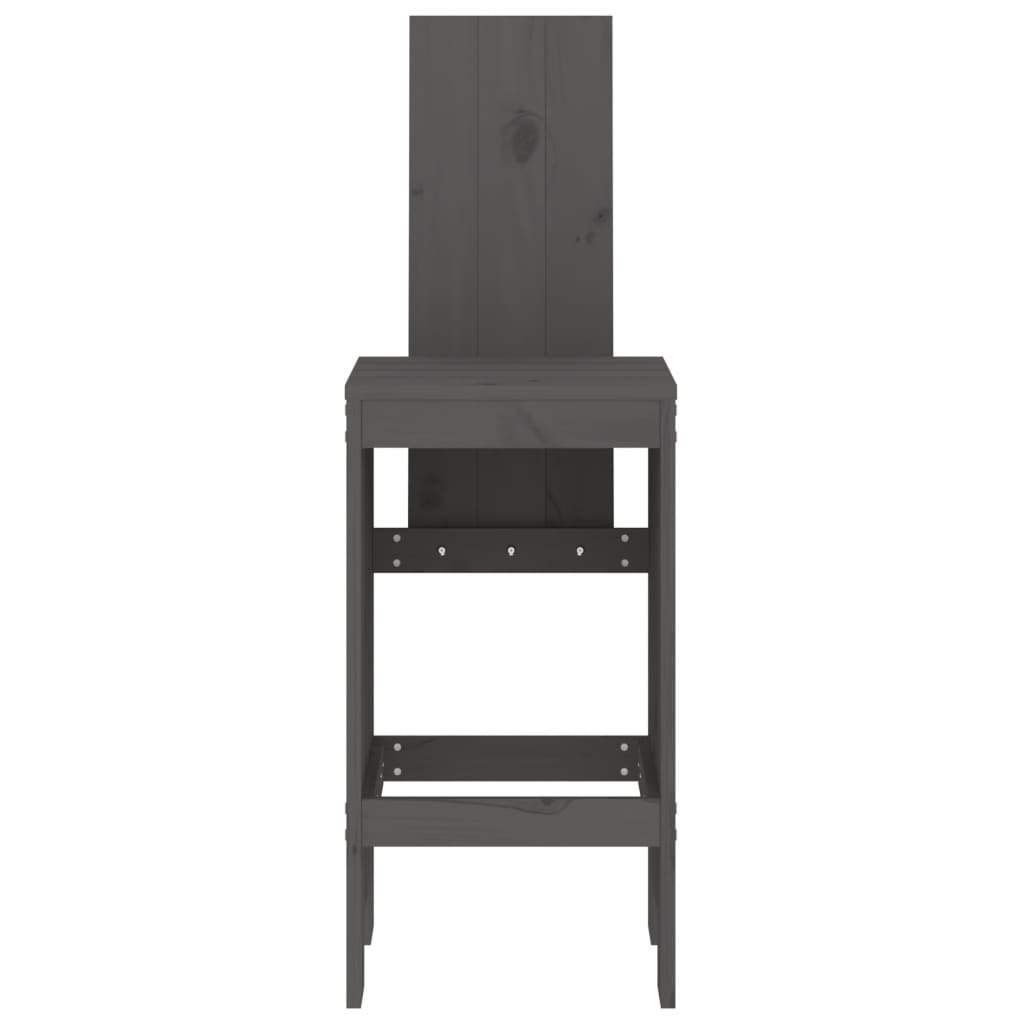 Barski stolci 2 kom sivi 40 x 42 x 120 cm od masivne borovine
