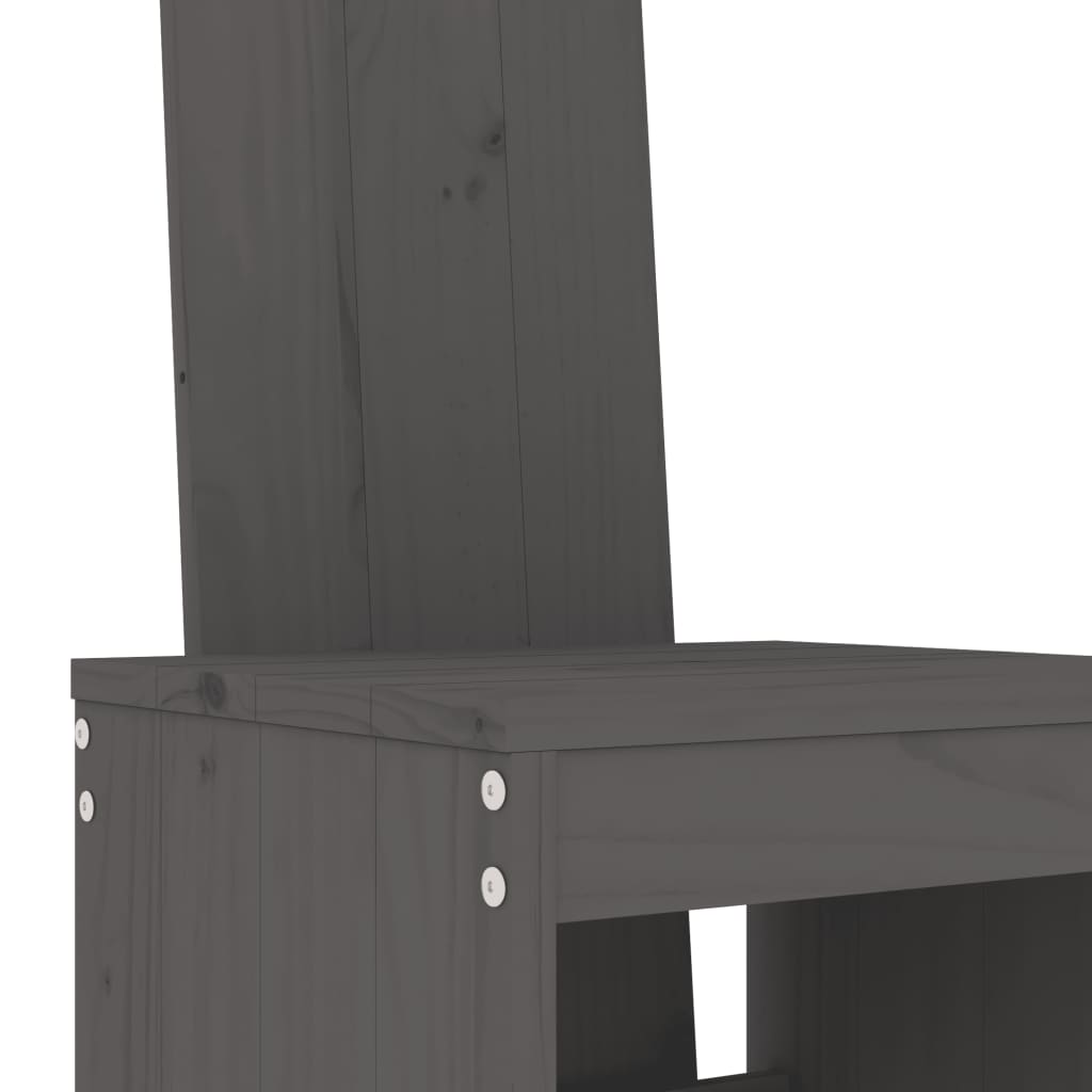 Barski stolci 2 kom sivi 40 x 42 x 120 cm od masivne borovine
