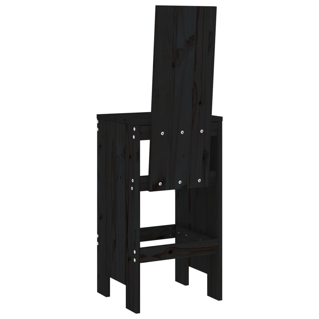 Barski stolci 2 kom crni 40 x 42 x 120 cm od masivne borovine