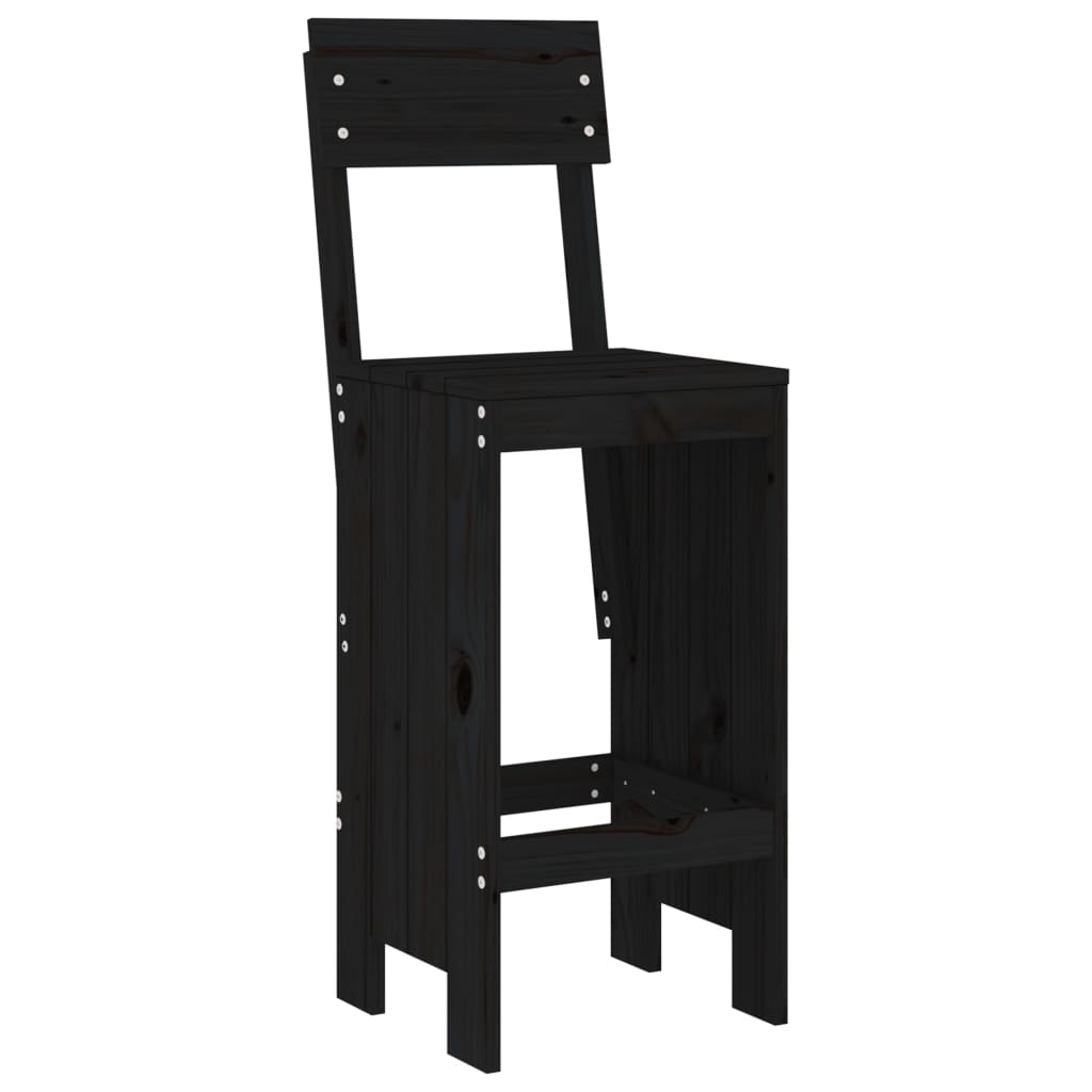 Barski stolci 2 kom crni 40 x 48,5 x 115,5 cm masivna borovina