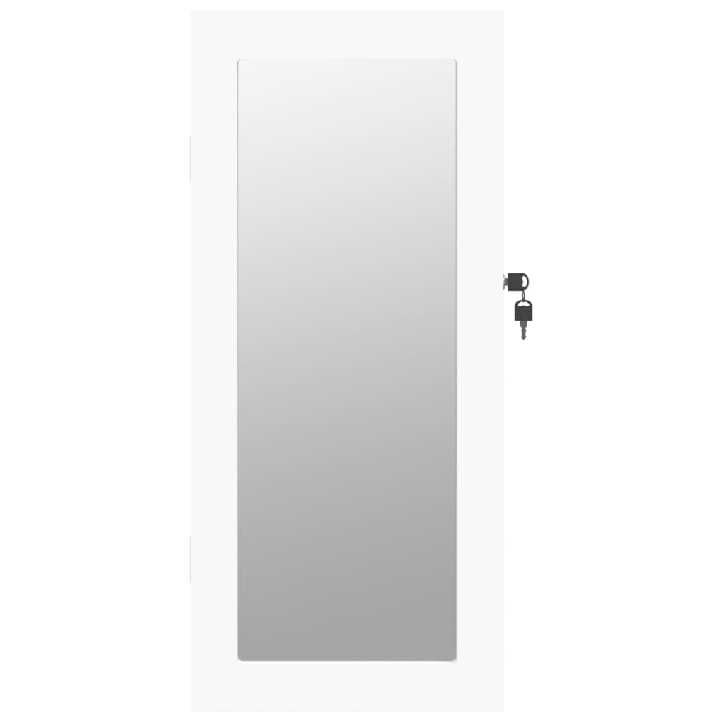 Zidni ormarić za nakit s ogledalom bijeli 30 x 8,5 x 67 cm