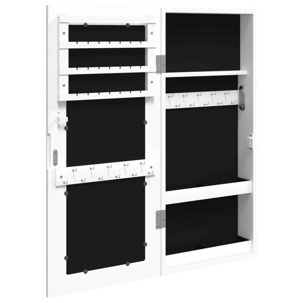Zidni ormarić za nakit s ogledalom bijeli 30 x 8,5 x 67 cm
