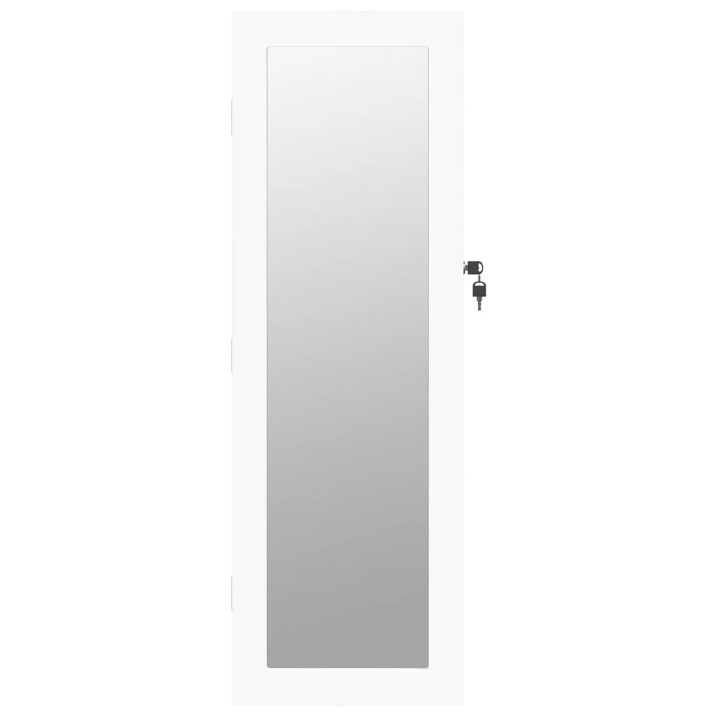 Zidni ormarić za nakit s ogledalom bijeli 30 x 8,5 x 90 cm