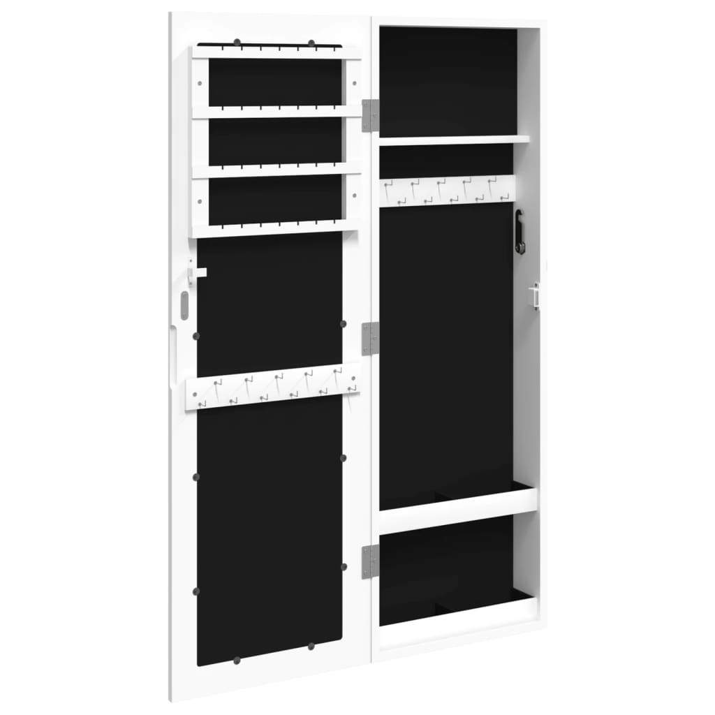 Zidni ormarić za nakit s ogledalom bijeli 30 x 8,5 x 90 cm