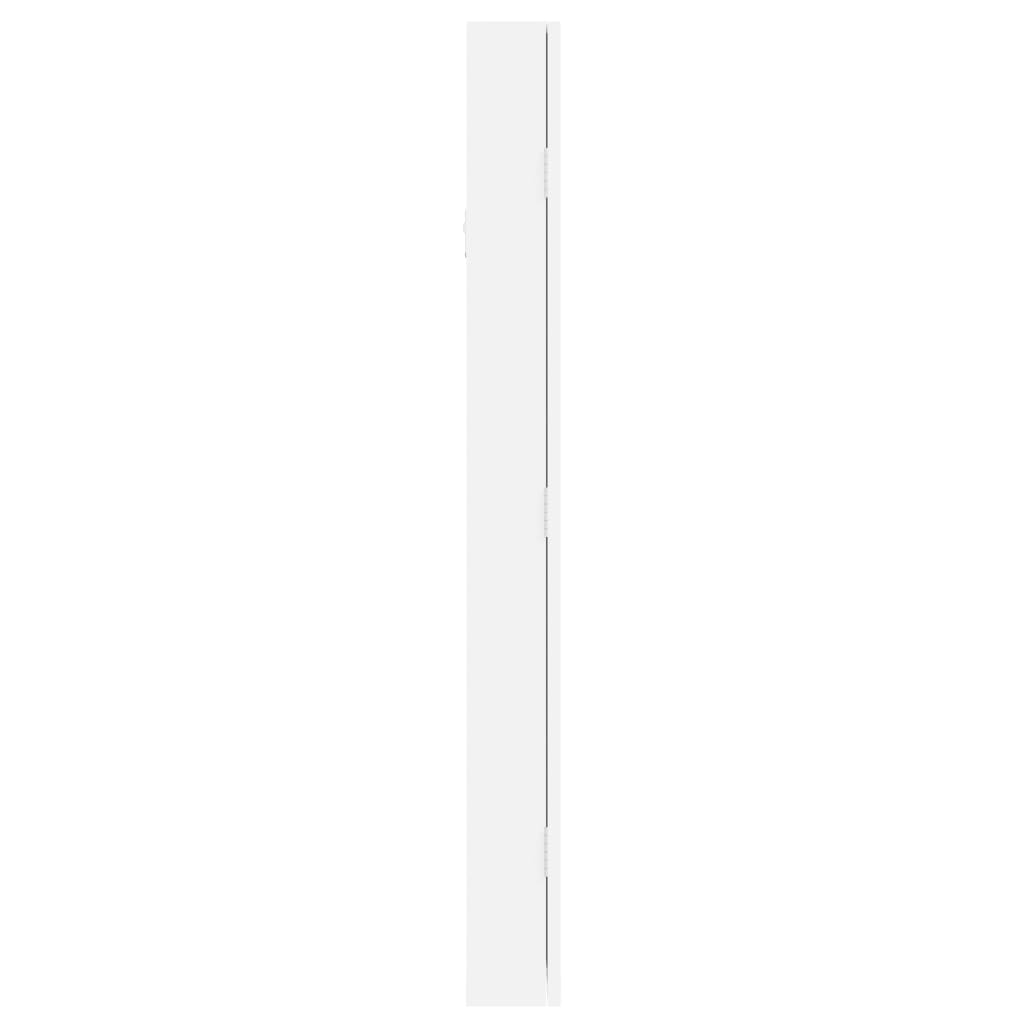 Zidni ormarić za nakit s ogledalom bijeli 30 x 8,5 x 90 cm