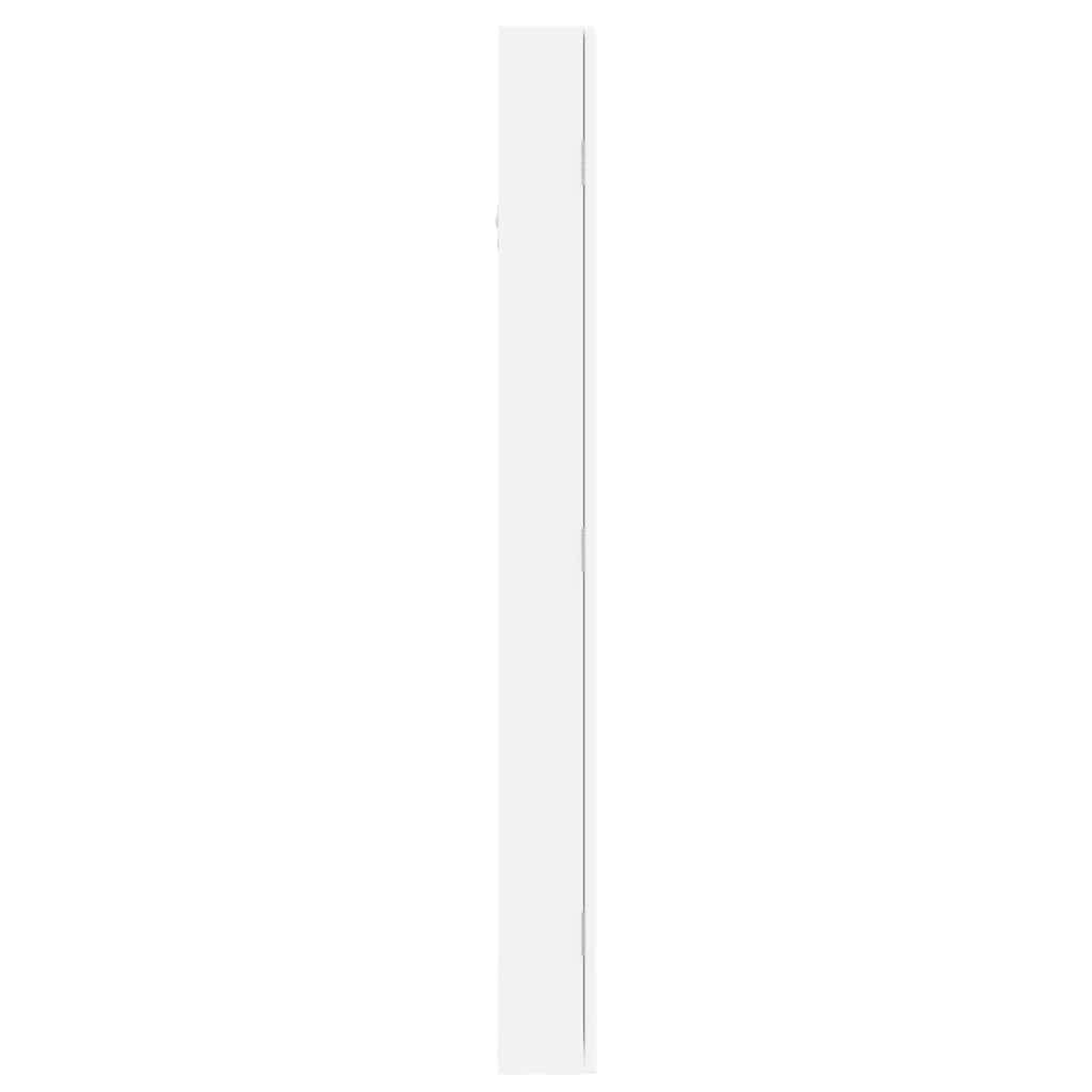 Zidni ormarić za nakit s ogledalom bijeli 37,5 x 10 x 106 cm